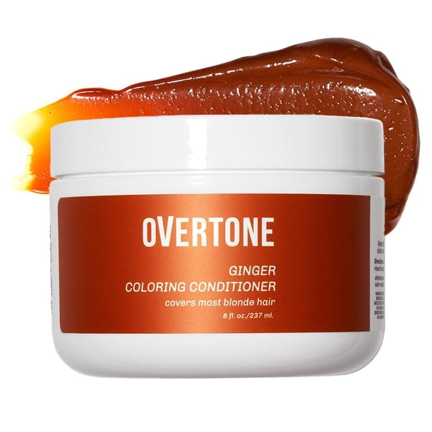 Acondicionador depositante de color oVertone Haircare - Color de cabello semipermanente de 8 oz con manteca de karité y aceite de coco - Tinte temporal para el cabello - Vegano sin crueldad - Jengibre