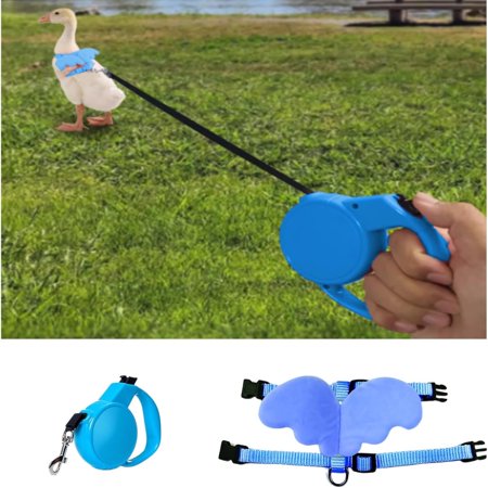 GYTY Automatic Retractable Leash Harness Set for Pet Ducks Hen Chickens Rabbits - Outdoor Walking with Adjustable Training Traction Rope for Poultry Adventures (197 Leash Black S)
