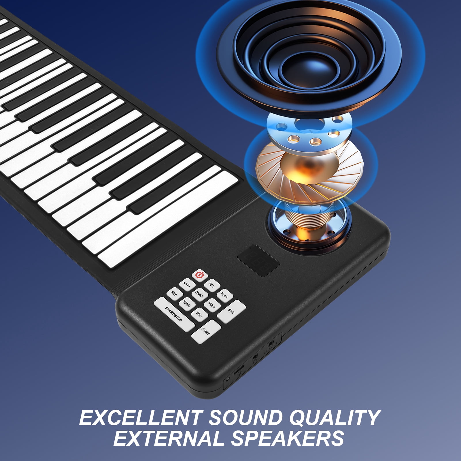 88 Key Portable Piano Handroll Electronic Piano Environmental Silicone Foldable Piano Home Practice Professional Electronic Piano Without Speaker for Travel Beginners