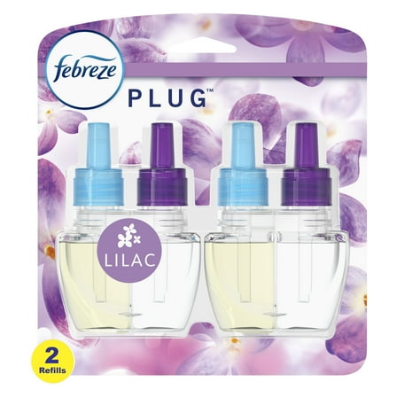 Febreze Odor-Eliminating Fade Defy PLUG Air Freshener Lilac, (2) .87 fl. oz. Oil Refills
