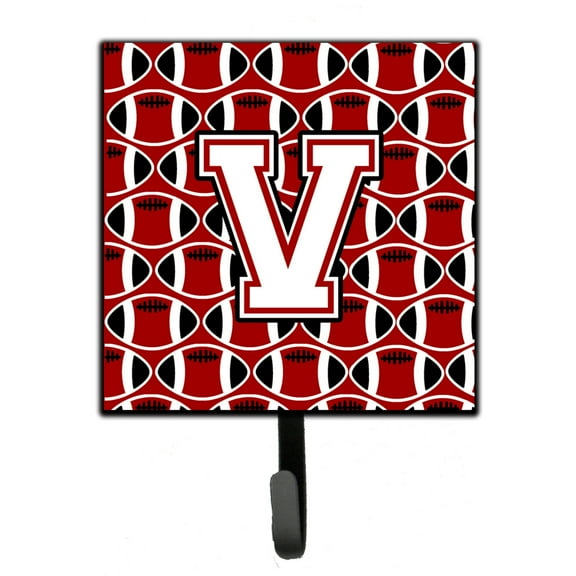 Letter V Football Cardinal and White Leash or Key Holder