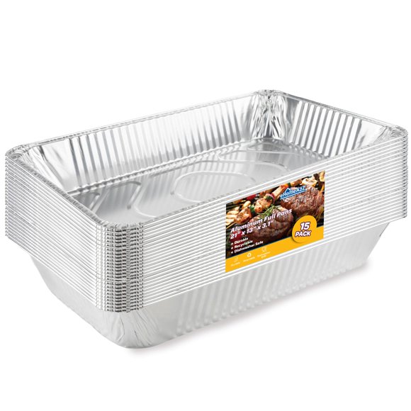 EHOMEA2Z Grands Plats en Aluminium Pleine Grandeur en Feuille Profonde Jetables Durables Grands Plats de Table à Vapeur pour Cuisson Service, Plateaux Anti-Frottement pour Traiteurs, Moules de Cuisson 21 x 1