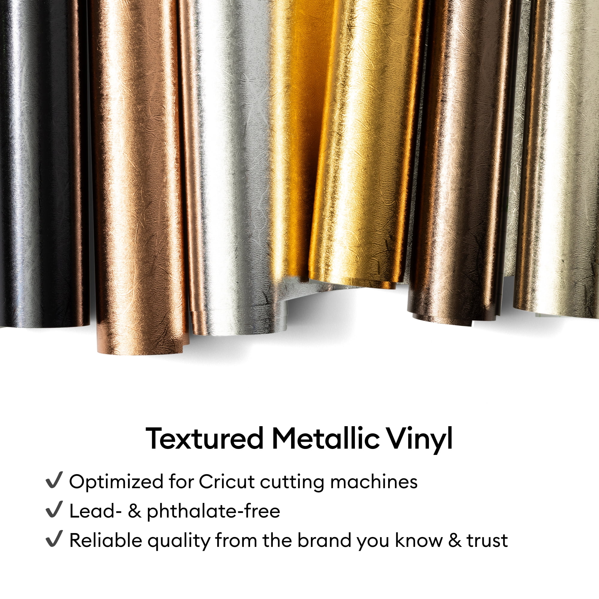 Cricut® Premium Vinyl™ – Textured Metallic Sampler, Dark Metals - Permanent, Sampler