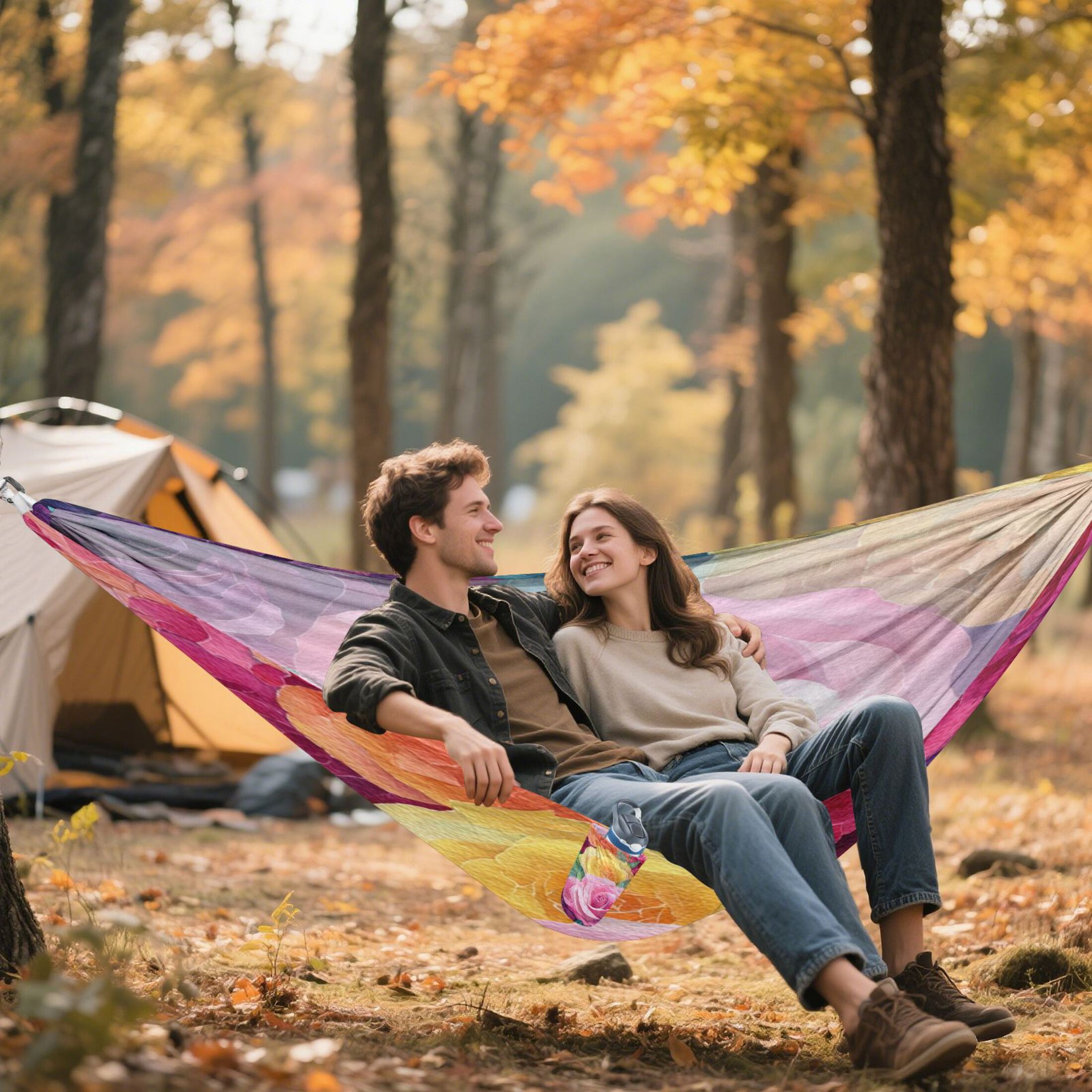 Hammock Camping Hammock Nylon Portable Hammock Travel Camping Hammock Romantic Watercolor Rose Art