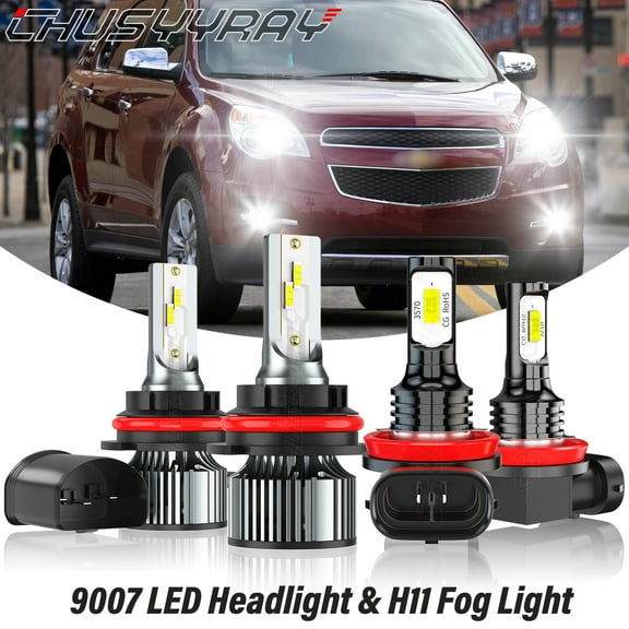For Chevy Equinox 2005-2008 2009 Front LED Headlight Hi-Lo Beam   Fog Light Bulbs Kit 6000K White 4x