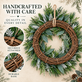 thumbnail image 4 of 24 Inch Artificial Christmas Wreath with “Welcome” Wood Sign, Frosted Greenery, White Berries, Pinecones and Star Accents, Holiday Door Decor with Hanging Hook, 4 of 9