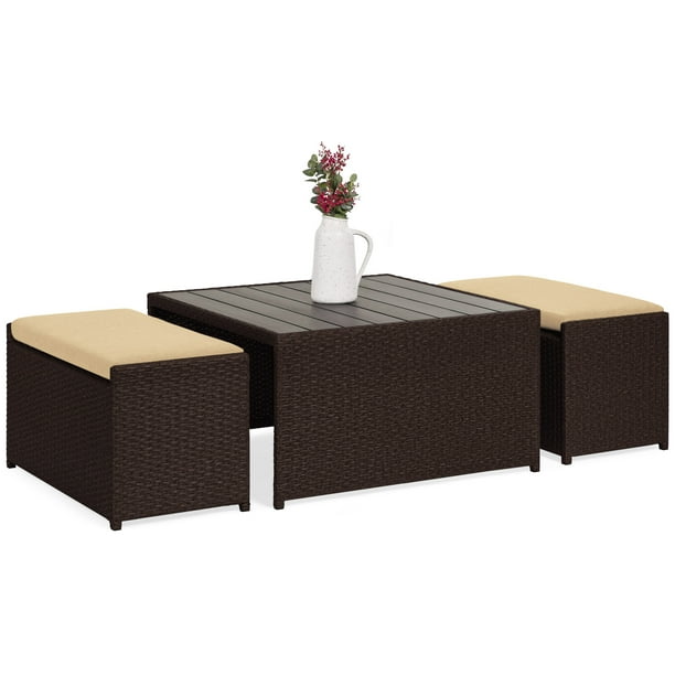 Best Choice Products 3 Piece Outdoor Modern Wicker Coffee Table Outdoor Modern Wicker Coffee Table