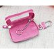 thumbnail image 2 of Bolsa para llavero de coche (rosa roja), cartera con llavero de piel de vaca, llavero con estampado de lichi, cartera con ventana transparente, 2 of 5