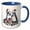 Blue/White, variant on 3drose, Cute Image of Watercolor Christmas Penguins and Gifts, 15oz Two-tone Blue Mug