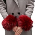 thumbnail image 2 of AYYUFE 1 Pair Women Cuffs Solid Color Faux Fur Autumn Winter Windproof Fluffy Wristbands for Daily Wear, 2 of 8