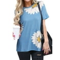 thumbnail image 3 of Nlife Women Dasiy Print Round Neck Short Sleeve Flower Graphic Top, 3 of 10