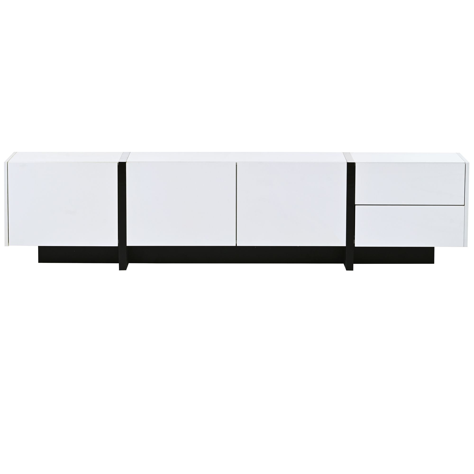 Aukfa TV Stand with 2 Drawers and 3 Big Cabinets for TVs up to 80" - White