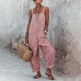 thumbnail image 2 of WULMLEO Women's Striped Loose Fit Square Neck Rompers Sleeveless Minimalist Wide Leg Jumpsuit with Pockets Summer Casual Overall Dressy 2026 Overalls Red M, 2 of 4