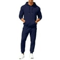 thumbnail image 2 of Men's Fall/Winter Hooded Sports Set, for Casual Training and Cold Weather Activities,Navy,XL, 2 of 9