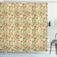 thumbnail image 1 of Bee Shower Curtain, Vintage Style Floral Pattern with Briar Flowers Leaves Herbs and Bees Botany Theme, Fabric Bathroom Set with Hooks, 69W X 75L Inches Long, Multicolor, by Ambesonne, 1 of 3