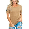 thumbnail image 2 of OKBOP Fall Tops for Women,Fashion Leopard O-Neck Short Sleeve Pullover Shirt S Women Shirts And Blouses Tshirts Shirts for Women, 2 of 3