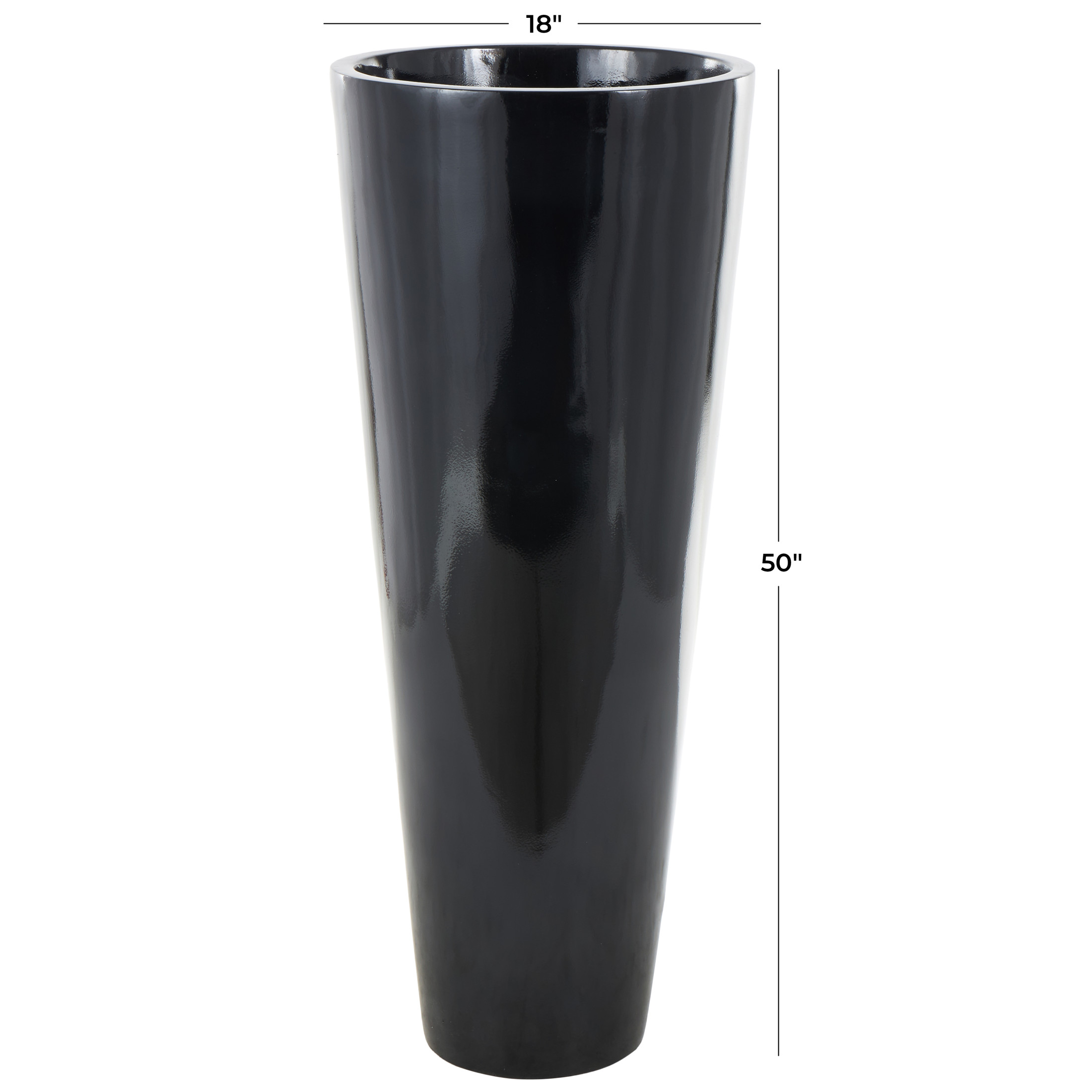 DecMode 50" Floor Black Fiberglass Vase