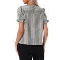 thumbnail image 3 of INSPIRE CHIC Gingham Tops for Women's Peasant Plaid Smocked Ruffle Puff Sleeve Blouses S Black, 3 of 6
