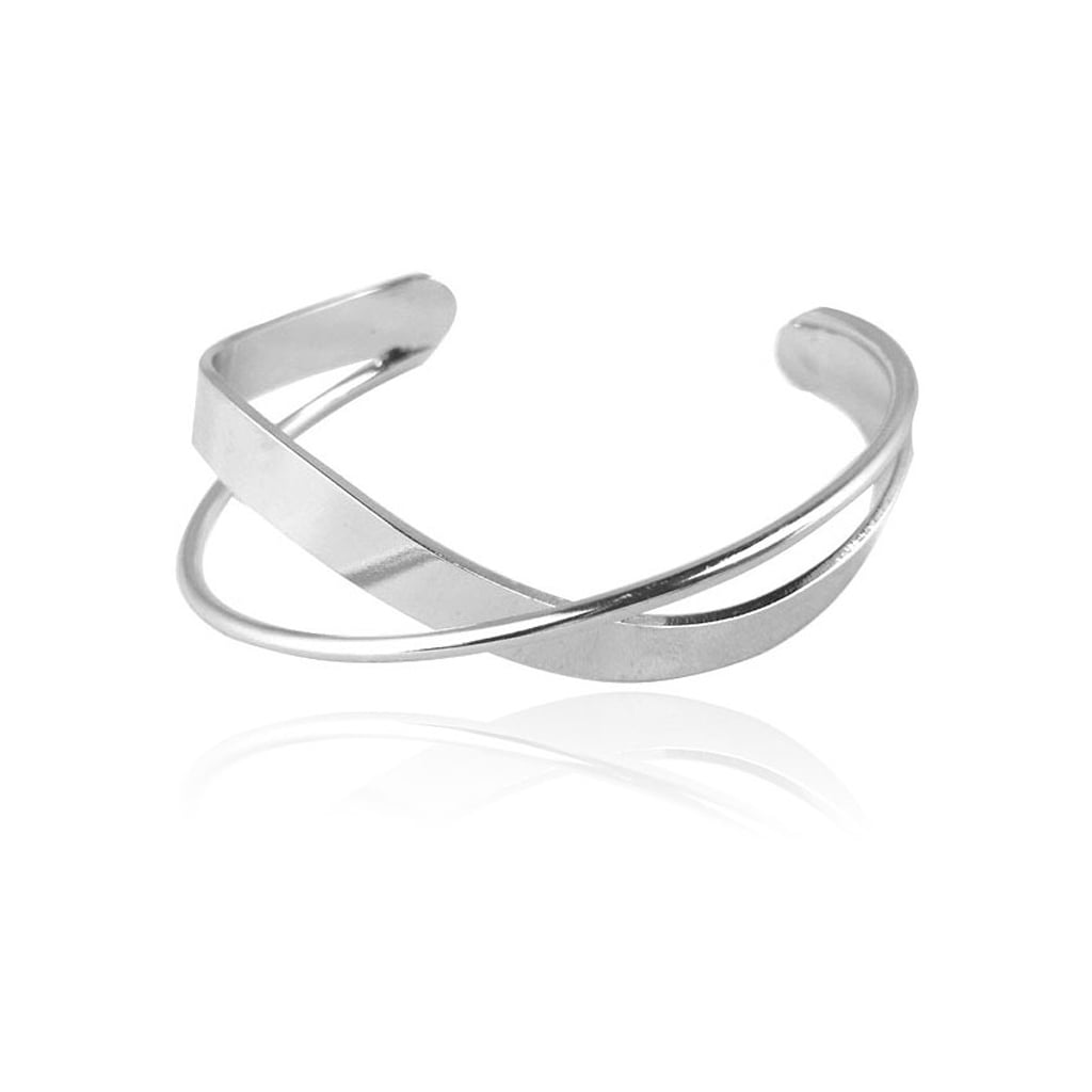 10mm Stainless Steel Polished Criss Cross Hinged Bangle 