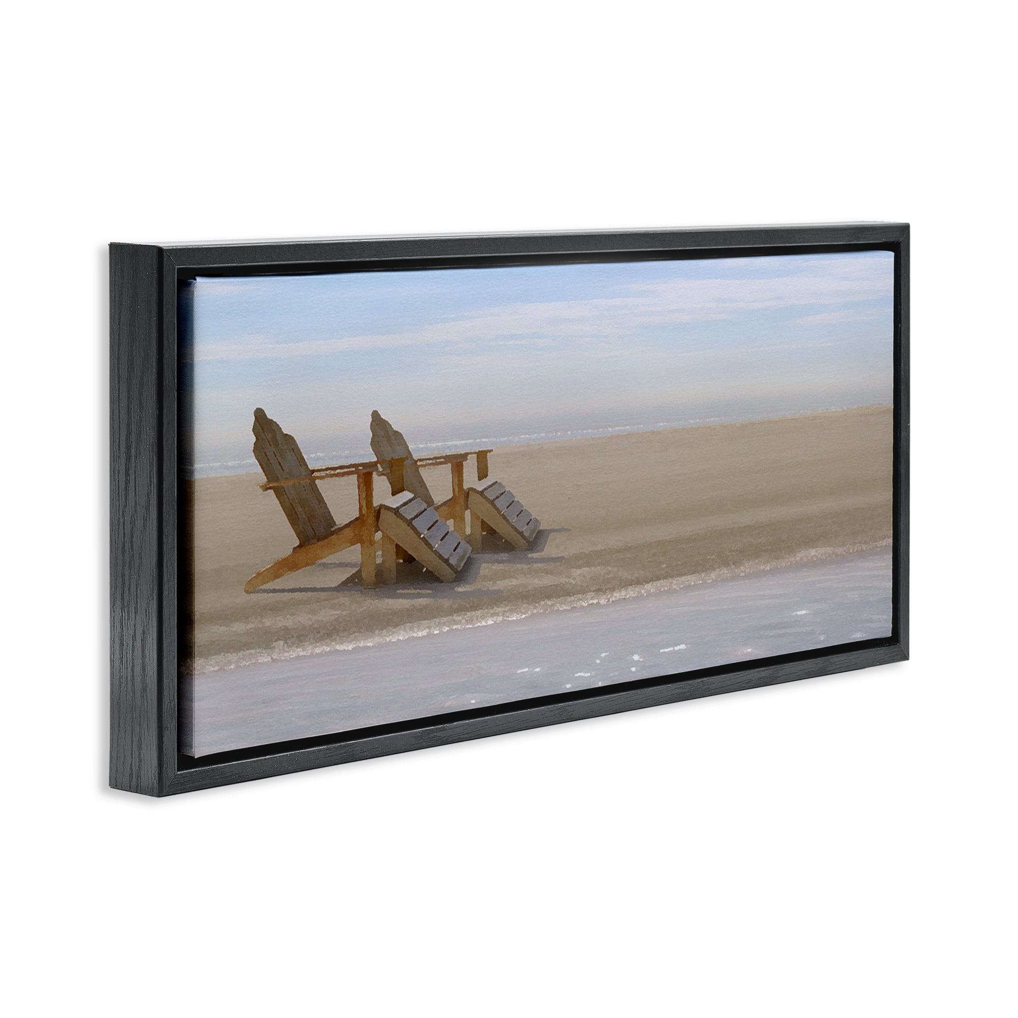 Stupell Industries Endless Beach Scene Landscape Photography Black Floater Framed Canvas Art Print Wall Art, 31 x 14