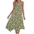 thumbnail image 2 of Ovzne Robes pour Femmes Robe de Plage Imprimée Sans Manches avec Poches Ourlet Irrégulier Col Rond Robe Imprimée en Solde, 2 of 5