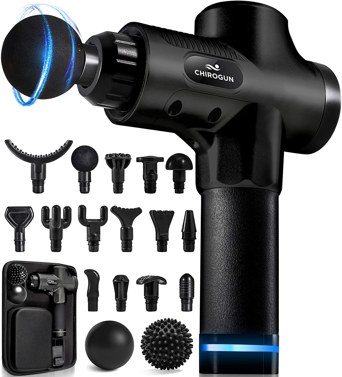 CHIROGUN Pro 2.0 Massage Gun Deep Tissue Massager - Handheld Muscle Percussion Massager - Dark Gray