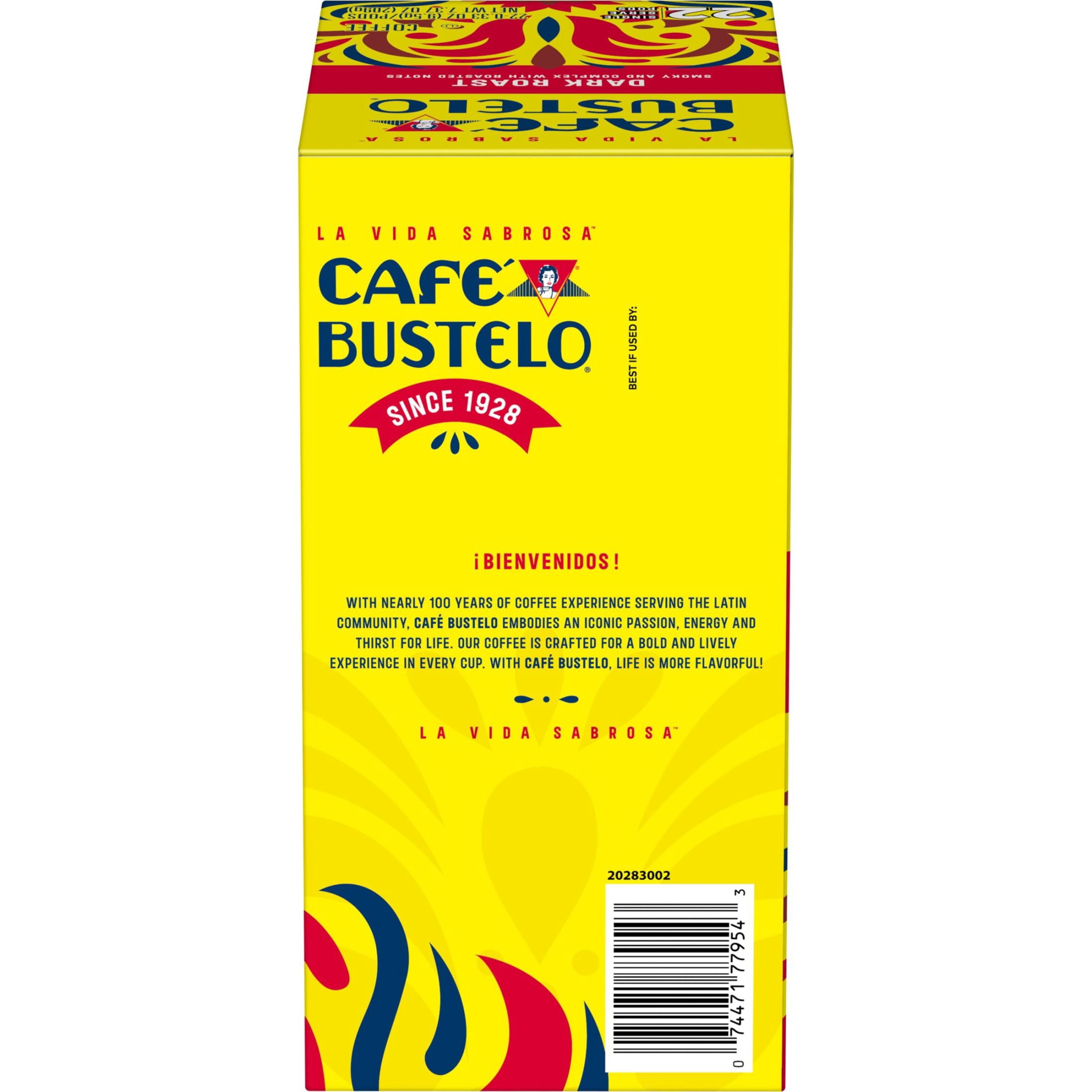 (4 pack) Cafe Bustelo Dark Roast Coffee, Single Serve Pods, 22 Count