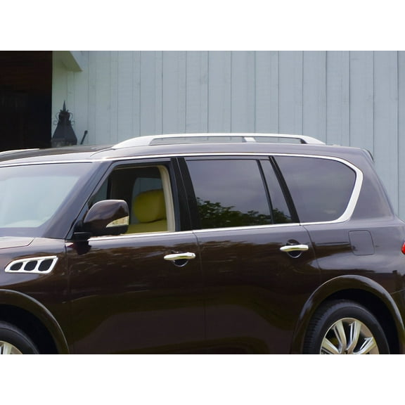 Rvinyl Pillar Post Window Trim Compatible with Infiniti QX56 2011-2013 - Carbon Fiber 4D (Black)