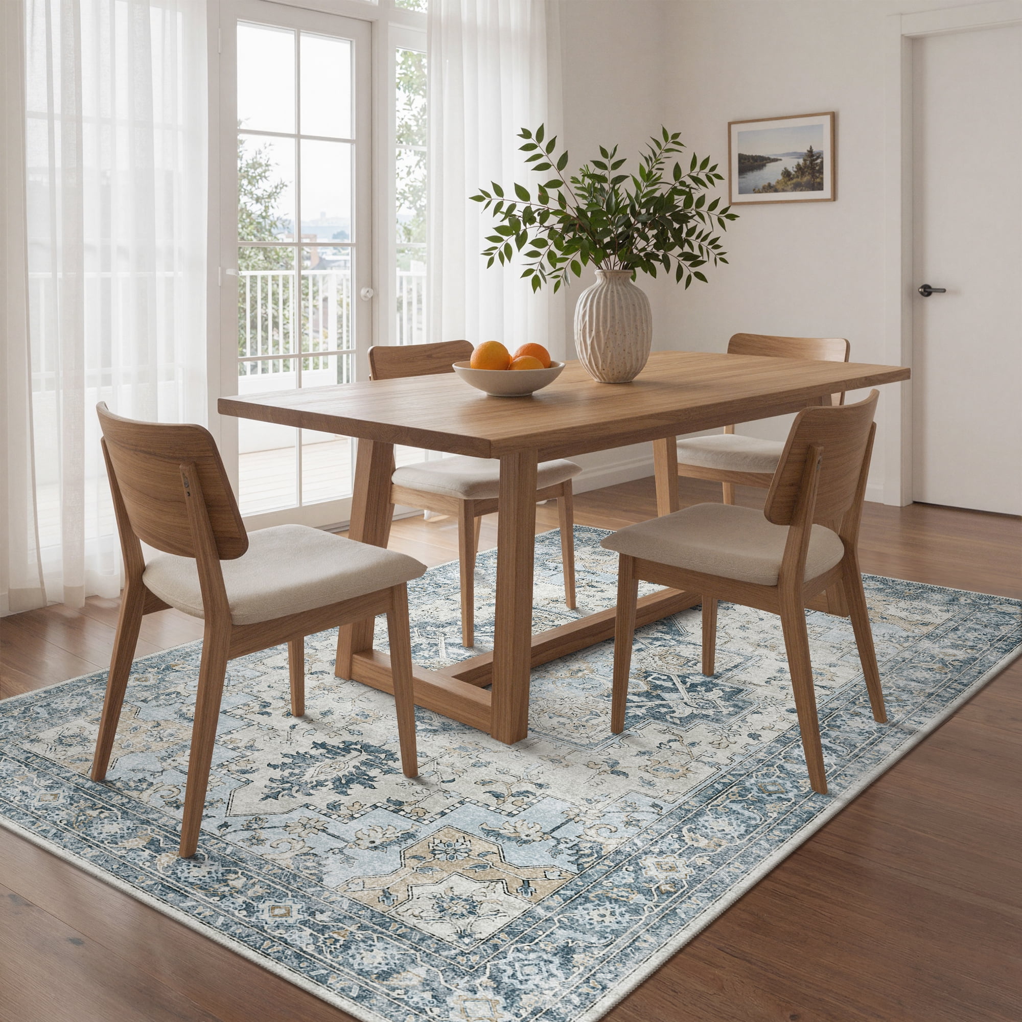 KUETH 6X9 Reversible Area Rug with Free Rug Pad, Machine Washable Rug, Dual Pattern Design Rug for Living Room, Bedroom, Entryway, Kitchen, Dining Room