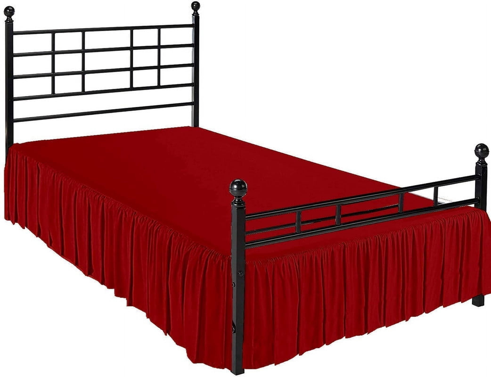 Ruffle Bed Skirt with Split Corners - 12" Tailored Drop Dust Ruffle Bedskirt Three Sided Coverage - 100% Microfiber -Wrinkle Free-Olympic Queen Size-Burgundy Solid