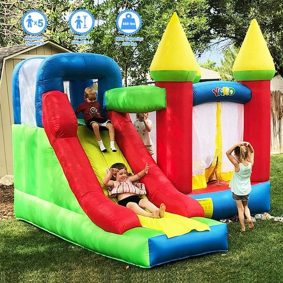 YARD Glissoire d'Aventure Château Rebondissant Gonflable Sauteur Maison de Rebond Combo avec Souffleur