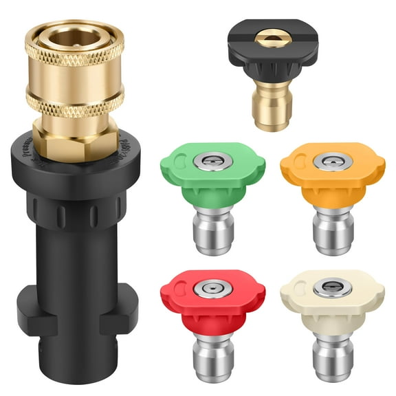 EEEkit High Pressure Washer Gun Brass Adapter with 1/4" Spray Nozzle Tips Sets Fits for Karcher k2 k3 k4 k5 k6 K7
