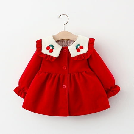 

Augper Toddler Dress Winter Fall Dresses Clearance Toddler Baby Kids Girls Peter Pan Collar Solid Princess Dresses Clothes Red