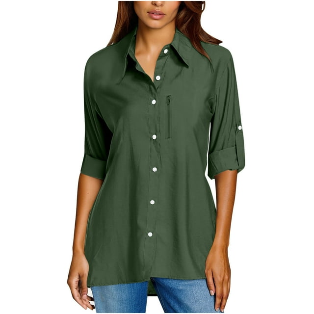 BLVB Women's UV Sun Protection Button down Shirt Upf 50+ Long Sleeve Outdoor Cool Quick Dry Fishing Hiking Travel Shirts