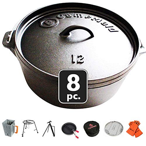 CampMaid Dutch Oven 8Piece Complete Set with Accessories 12" Cast