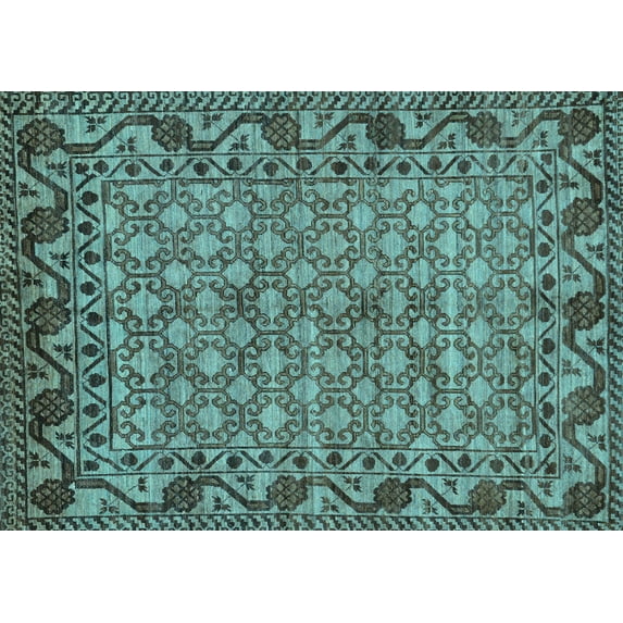Ahgly Company Indoor Rectangle Southwestern Light Blue Country Area Rugs, 8' x 10'