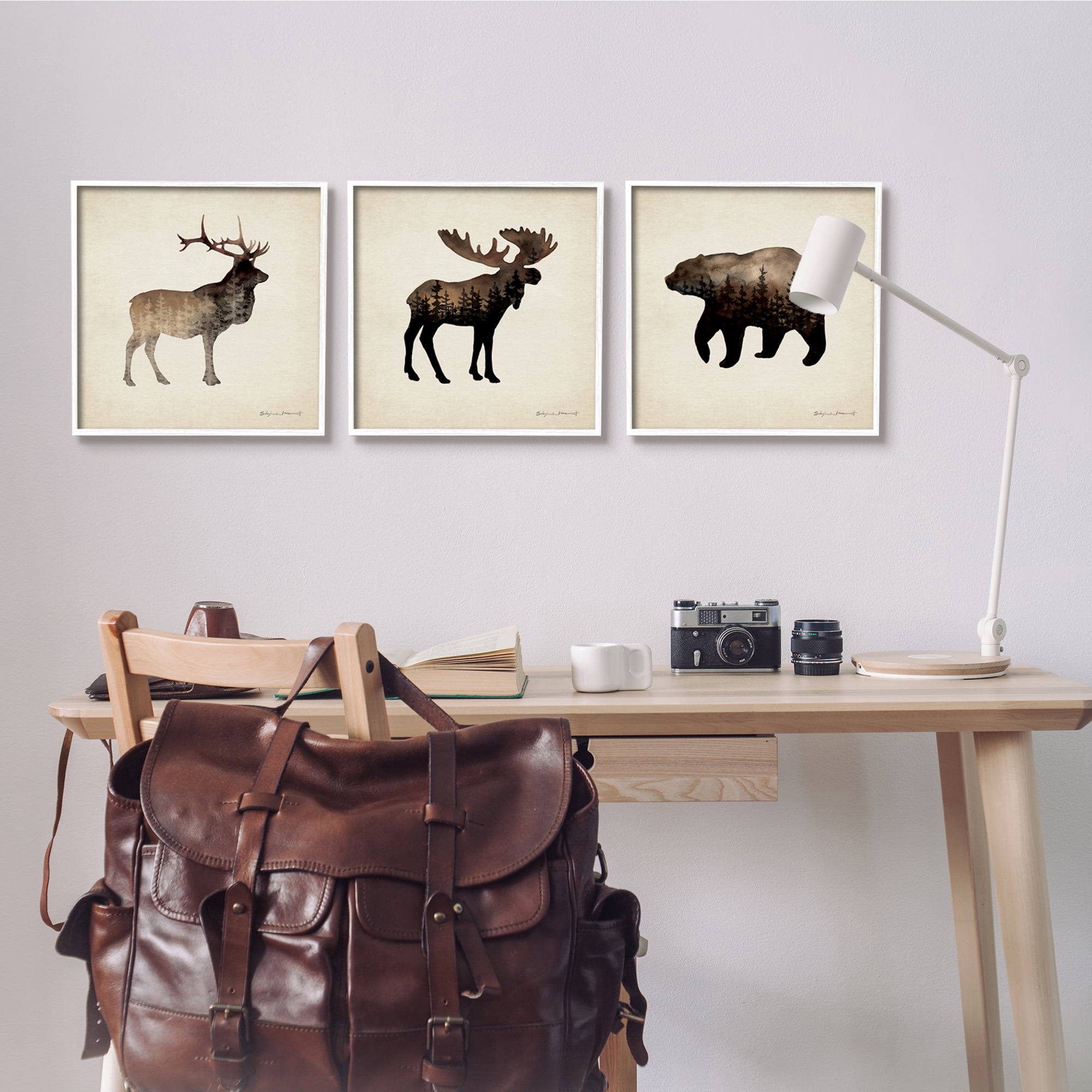Stupell Industries Woodland Animal Silhouettes Rustic Forest Pine Tree Landscape, 17 x 17, Design by Stephanie Workman Marrott