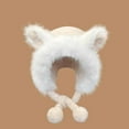 thumbnail image 2 of qolati Cute Faux Fur Ear Hats Womens Pompom Winter Hat with Ear Flaps Plush Warm Soft Fleece Linen Ski Snow Skull Cap, 2 of 3