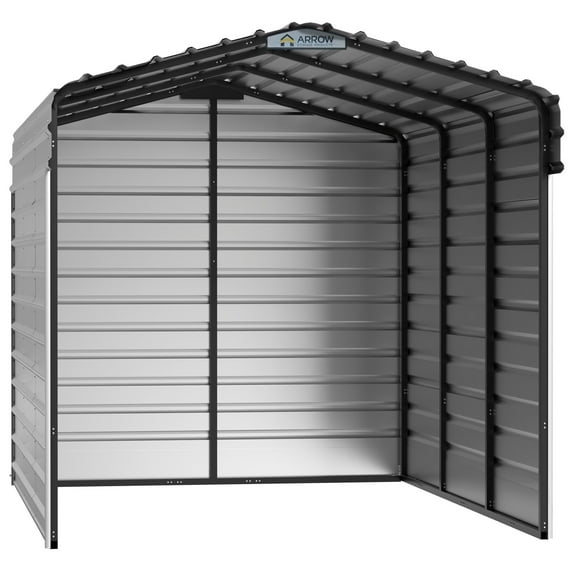 Arrow 10 x 15 x 9 ft Eggshell Steel Carport With 3 Wall Kit