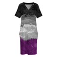 thumbnail image 4 of Vestido largo de noche para mujer con bolsillos sueltos y estampado de bandera del orgullo asexual con salpicaduras de pintura abstracta., 4 of 7