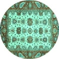 thumbnail image 1 of Ahgly Company Indoor Round Abstract Turquoise Blue Modern Area Rugs, 7' Round, 1 of 4