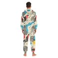 thumbnail image 4 of FORMRS Onesies Pajama for Adults Unisex Hoodie Winter Jumpsuit One Piece Sleepwear, Sizes S-2XL, Blue Retro Print, 4 of 7
