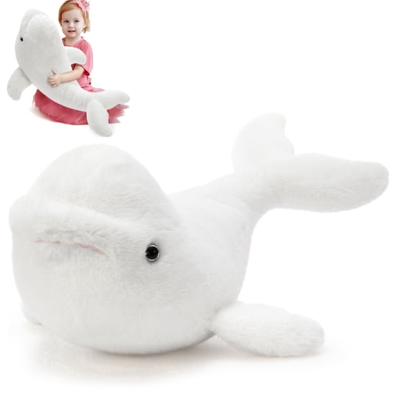 Muiteiur 27.5" Beluga Whale Stuffed Animal, Soft Body Pillow for Kids