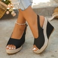 thumbnail image 3 of Pandaie Womens Espadrille Dressy Wedge Sandals Open Toe Platform Slingback Slip on Sandal Comfortable High Heels Pumps Shoes 3.91 Inch Black 9, 3 of 7
