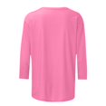 thumbnail image 4 of Birdeem T-Shirt Mode Femme Uni Mi-Longueur Manches 3/4 Blouse Col Rond Hauts Décontractés, 4 of 12