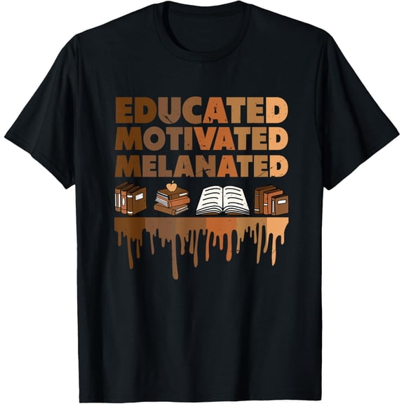 Black History Month Educated Motivated Melanated Boys Girls T-Shirt