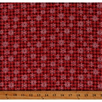 Cotton Joy of the Season Patterned Plaid Snowflakes Winter Christmas Red Cotton Fabric Print by the Yard (13097-10)