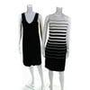 Pre-owned|Adrienne Vittadini DKNY Womens Striped Knit Mini Dress Black White Medium Lot 2