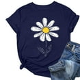 thumbnail image 2 of HONHUZH Womens Summer Tops Daisy Printed Crew Neck Casual T-shirt Short Sleeve Crew Neck Top, 2 of 4