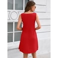 thumbnail image 7 of Women's Summer Square Neck Sleeveless Dress with Pockets, Red Casual A-Line Mini Sundress, Beach Vacation Tank Dress, Size M, 7 of 7